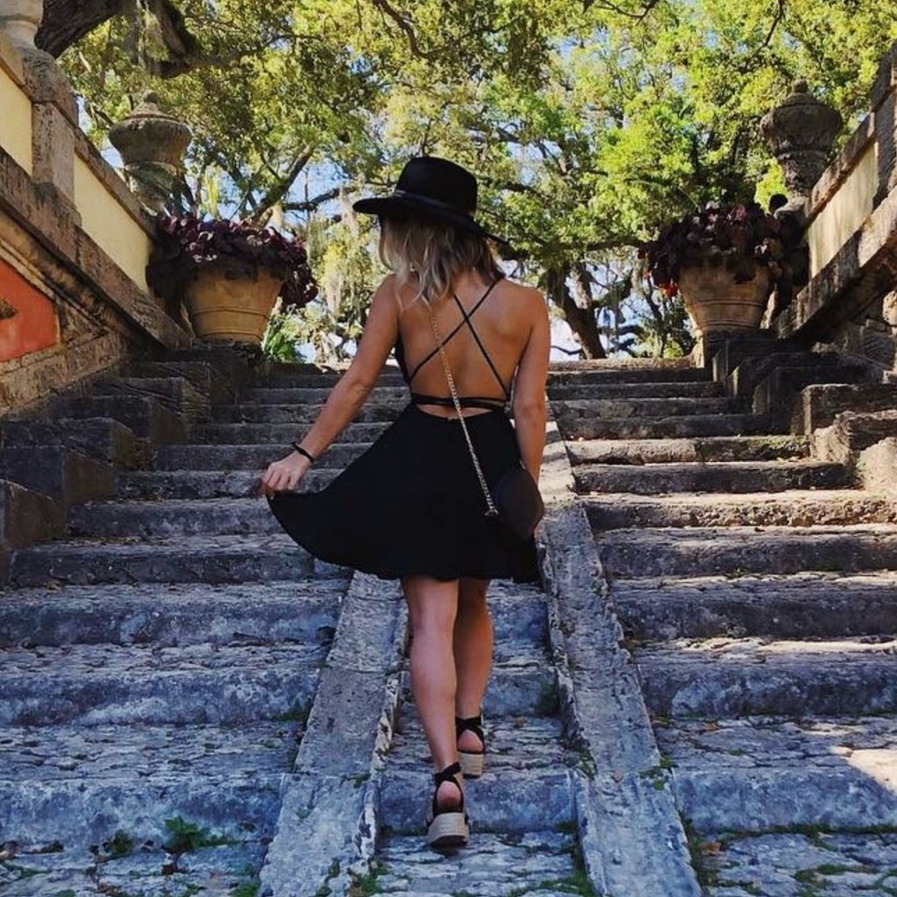 Black wrap around strappy dress